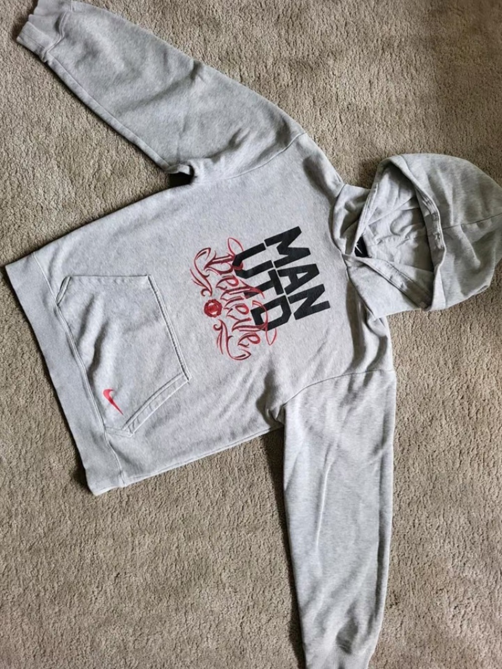 Nike Manchester United Believe Hoodie — Gray, US Kids 12,